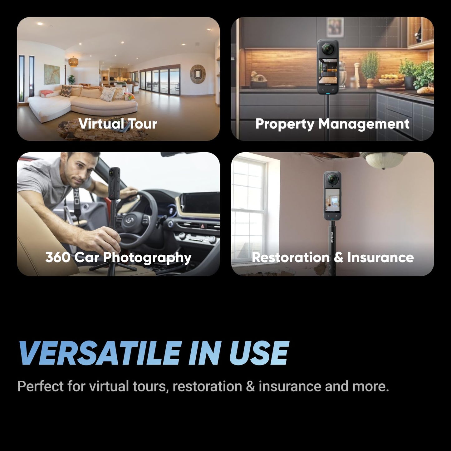 Insta360 X5 - Waterproof 8K 360° Action Camera, Leading Low Light, Invisible Selfie Stick Effect, Rugged and Replaceable Lens, 3-Hour Battery, Built-in Wind Guard, Stabilization, Triple AI Chip Design