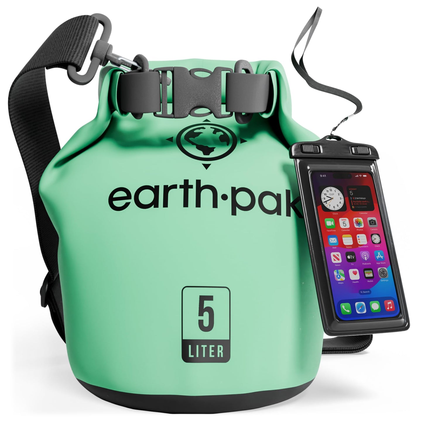Earth Pak Waterproof Dry Bag - Roll Top Waterproof Backpack Sack Keeps Gear Dry for Kayak with Waterproof Phone Case