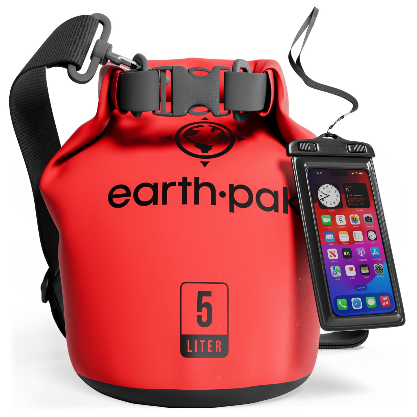 Earth Pak Waterproof Dry Bag - Roll Top Waterproof Backpack Sack Keeps Gear Dry for Kayak with Waterproof Phone Case
