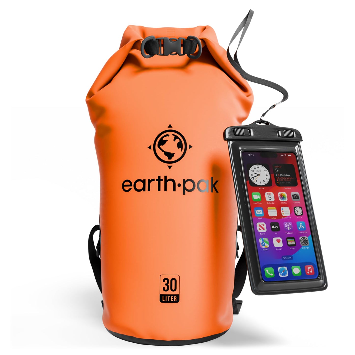 Earth Pak Waterproof Dry Bag - Roll Top Waterproof Backpack Sack Keeps Gear Dry for Kayak with Waterproof Phone Case