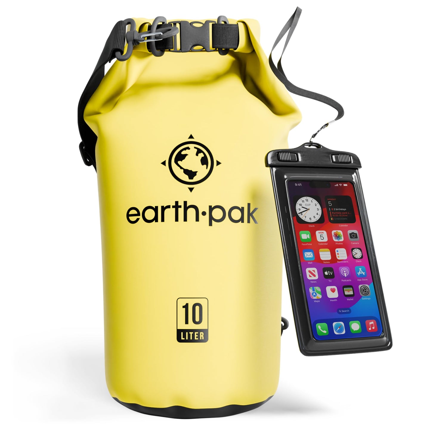 Earth Pak Waterproof Dry Bag - Roll Top Waterproof Backpack Sack Keeps Gear Dry for Kayak with Waterproof Phone Case