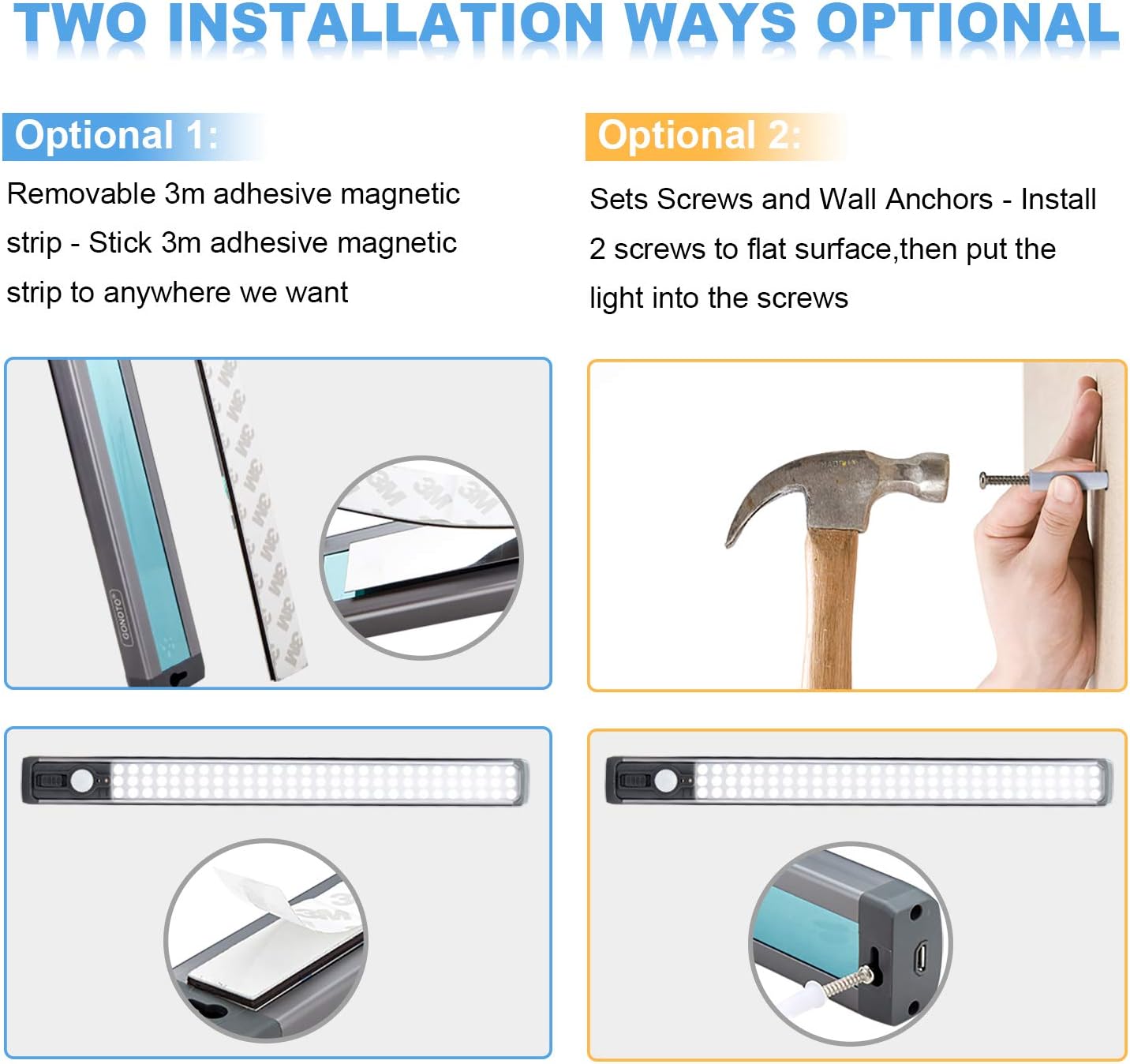 84 LED Closet Light 4W Motion Sensor Closet Lights Rechargeable Under Cabinet Lighting Wireless Wardrobe Light for Closet,Kitchen 4000K 2500mAh Battery Powered Closet Light bar (ON/Off/AUTO)