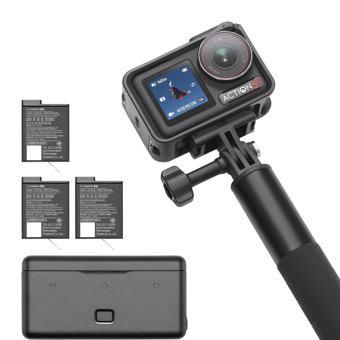 DJI Osmo Action 5 Pro Standard Combo, Waterproof Action Camera with 1/1.3" Sensor, 4K/120fps Video, Subject Tracking, Stabilization, Dual OLED Touchscreens, Action Camera 4K Ideal for Sports, Vlog