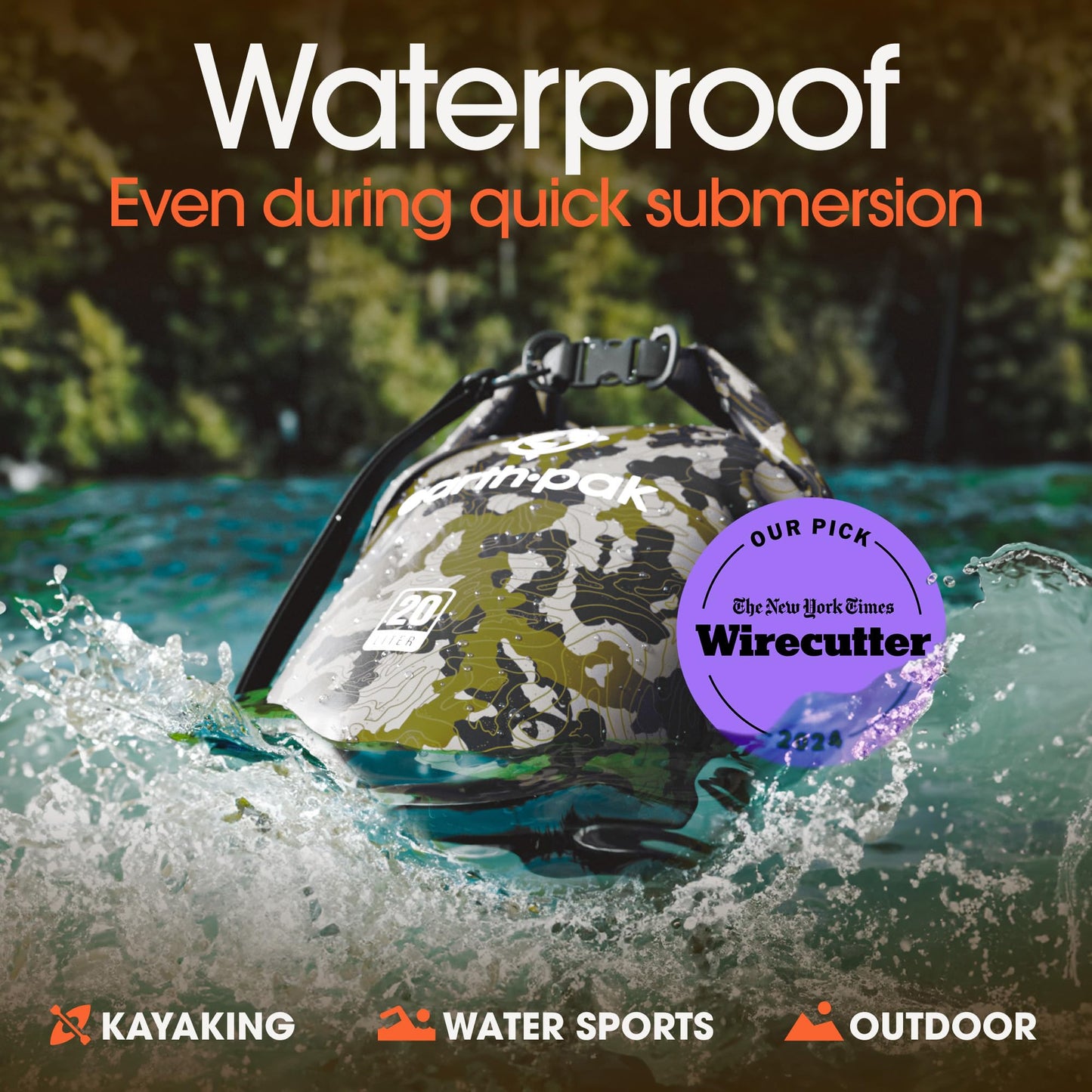 Earth Pak Waterproof Dry Bag - Roll Top Waterproof Backpack Sack Keeps Gear Dry for Kayak with Waterproof Phone Case