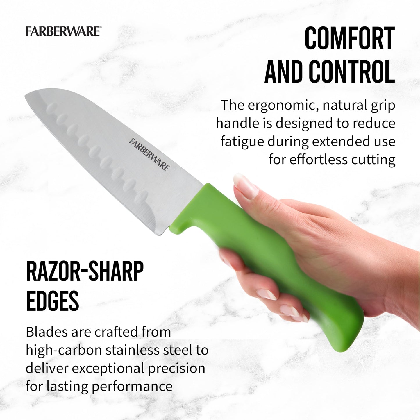 Farberware Stainless Steel Chef Knife Set, 3 Piece, Black