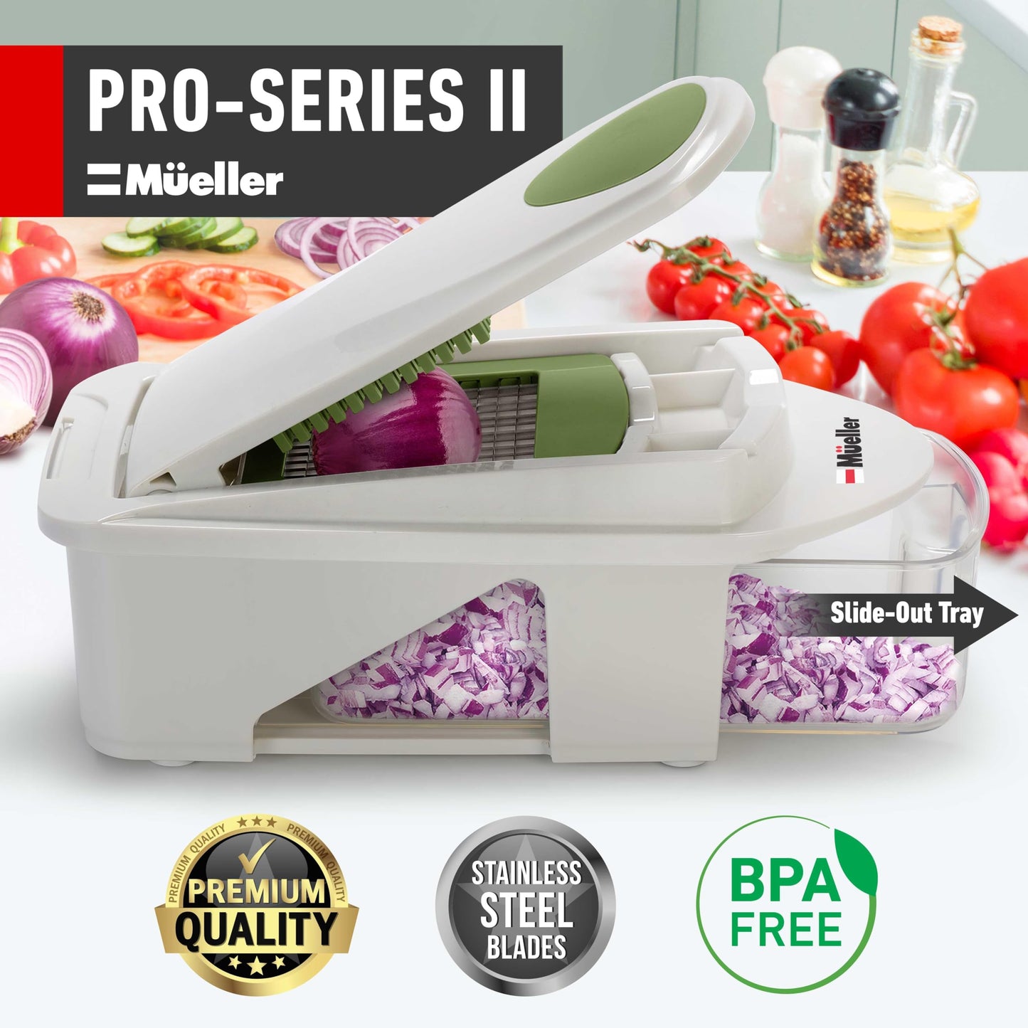 Mueller The Real Original Pro Chopper since 2013 Vegetable Chopper Mandoline Slicer, 8 Blade Food Veggie Chopper Onion Vegetable Cutter with Container, Kitchen Gadgets & Essentials, (10 in 1)