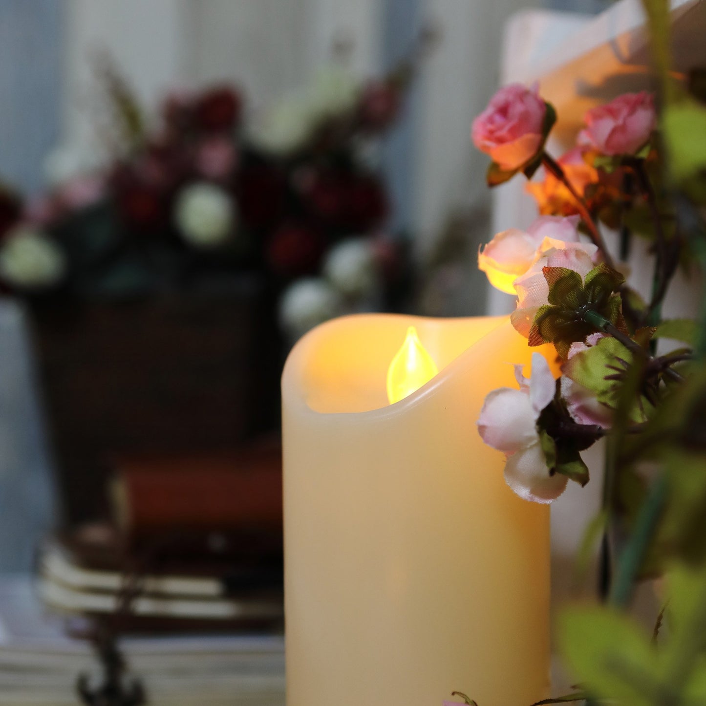 CANDLE CHOICE Waterproof Outdoor Battery Operated Flameless Candles with Remote Timer Plastic Flickering Fake Electric LED Pillars for Lantern Garden Wedding Christmas Decorations 3x4 Inches 2 PCS