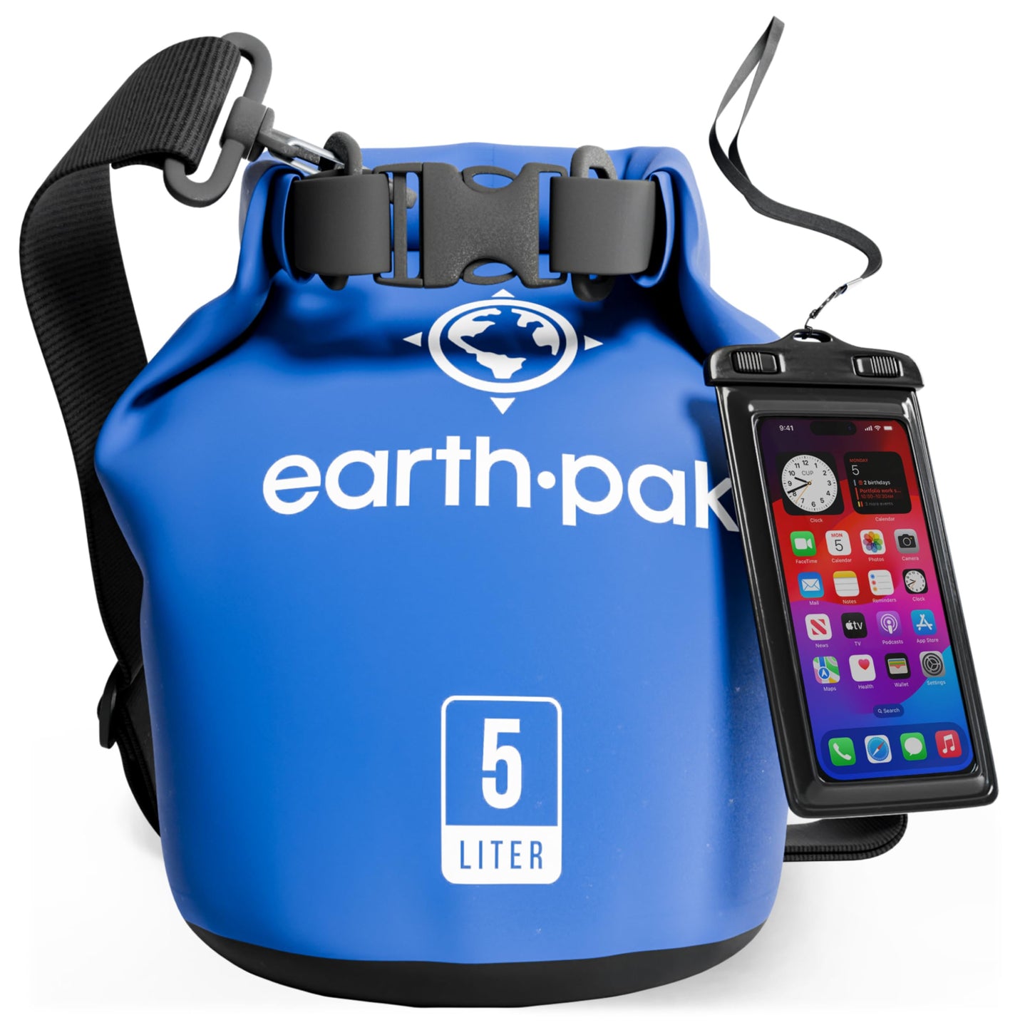 Earth Pak Waterproof Dry Bag - Roll Top Waterproof Backpack Sack Keeps Gear Dry for Kayak with Waterproof Phone Case