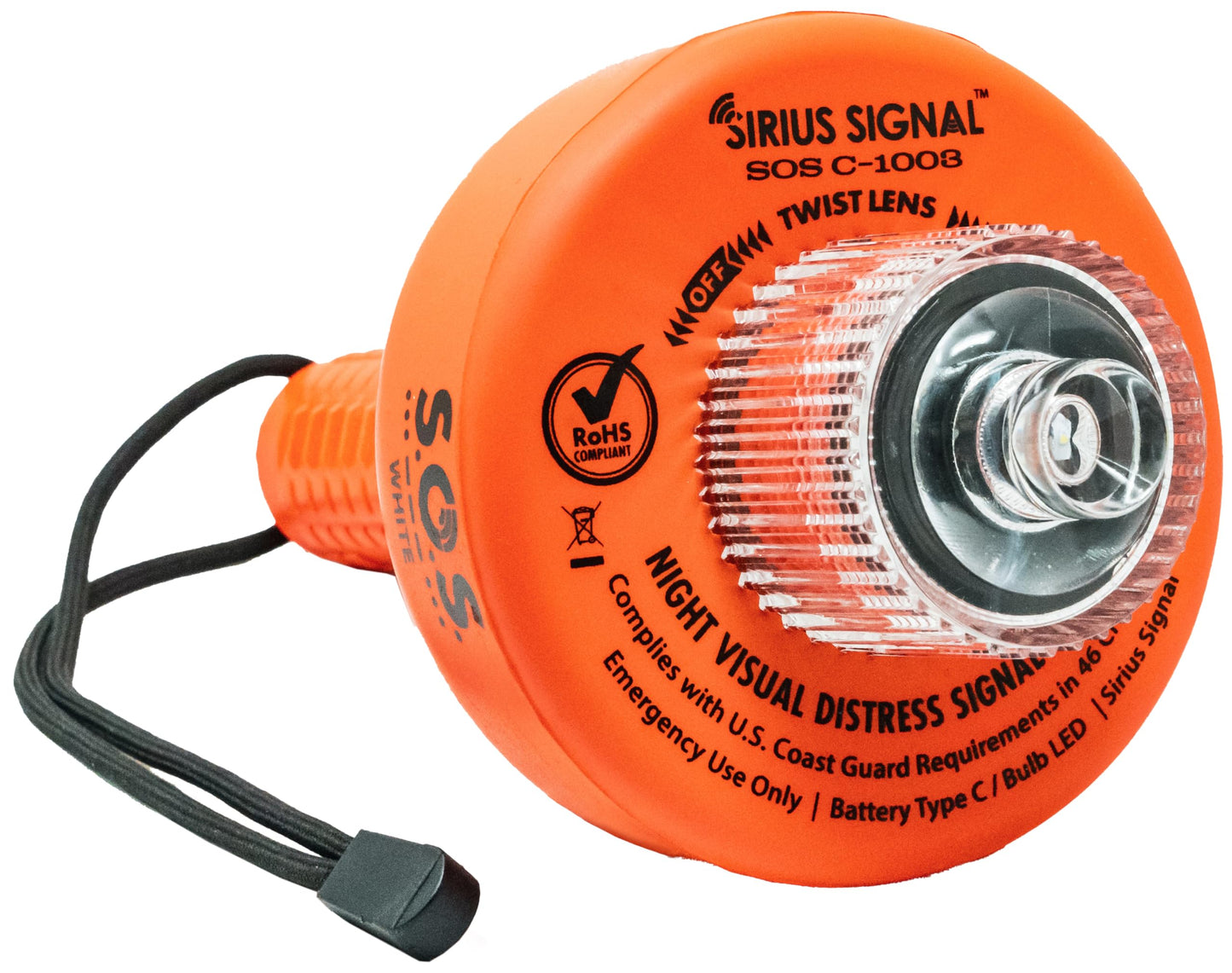 Sirius Signal C-1003 SOS LED Distress Signal - Electronic Flare Replacement, USCG Approved, Includes Daytime Flag & Whistle