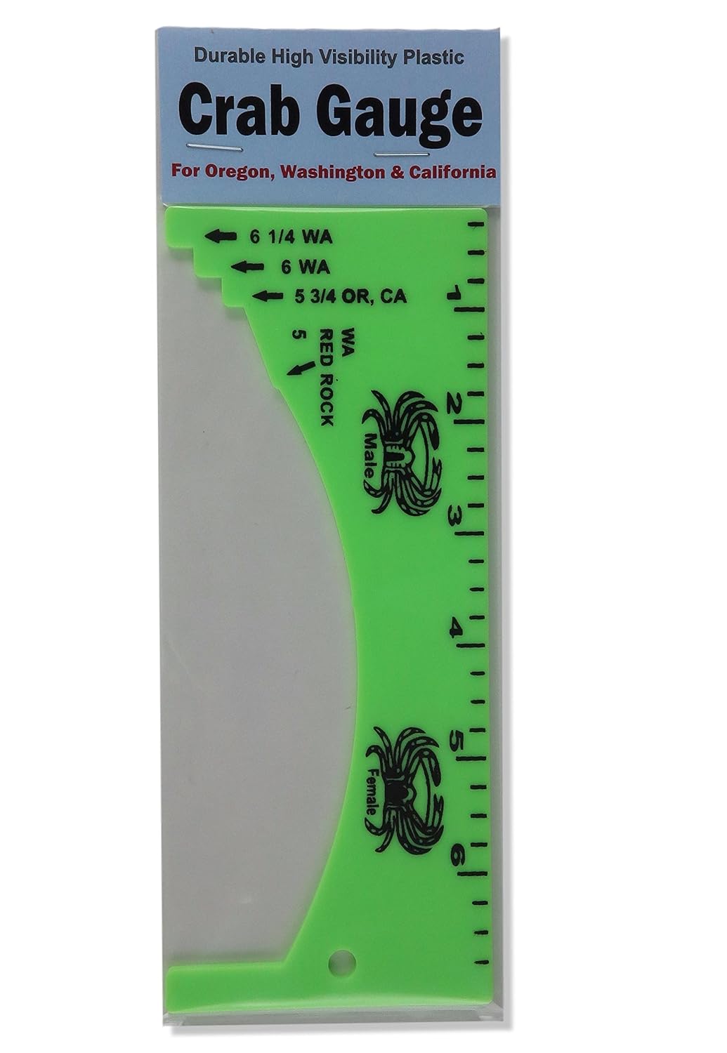Crab Measure - Gauge for Oregon, Washington & California (Made in USA) (Lime Green)