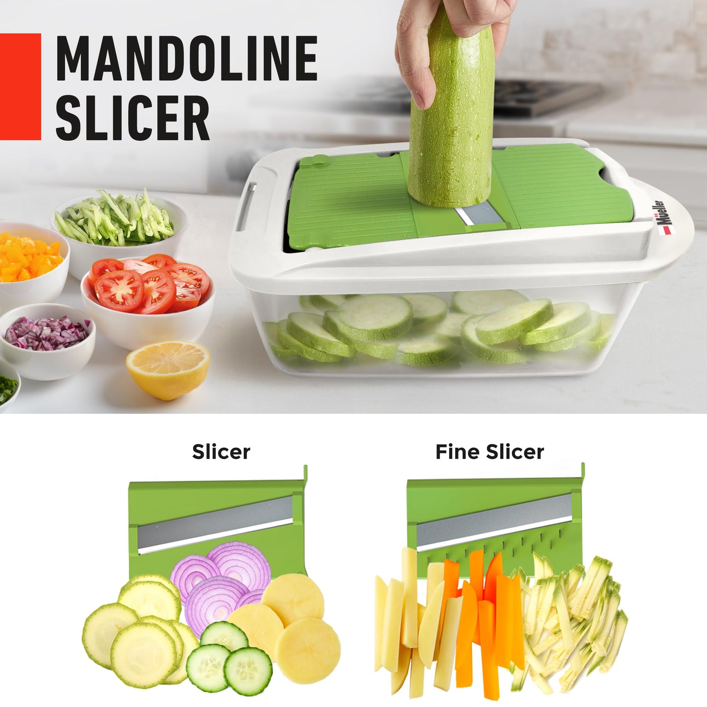 Mueller The Real Original Pro Chopper since 2013 Vegetable Chopper Mandoline Slicer, 8 Blade Food Veggie Chopper Onion Vegetable Cutter with Container, Kitchen Gadgets & Essentials, (10 in 1)