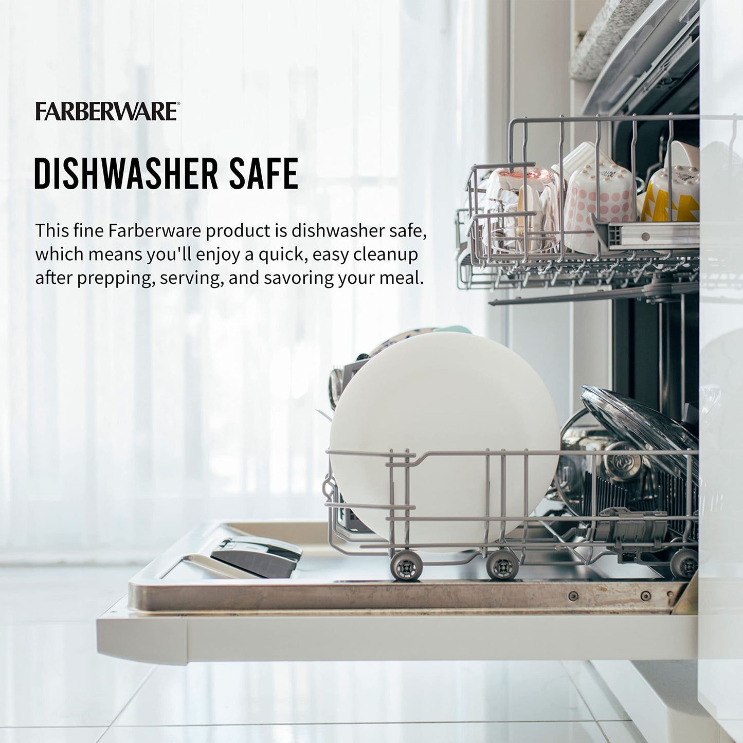 Farberware Plastic Cutting Board Set, Dishwasher- Safe Poly Chopping Board for Kitchen with Easy Grip Handles, Set of 3, White