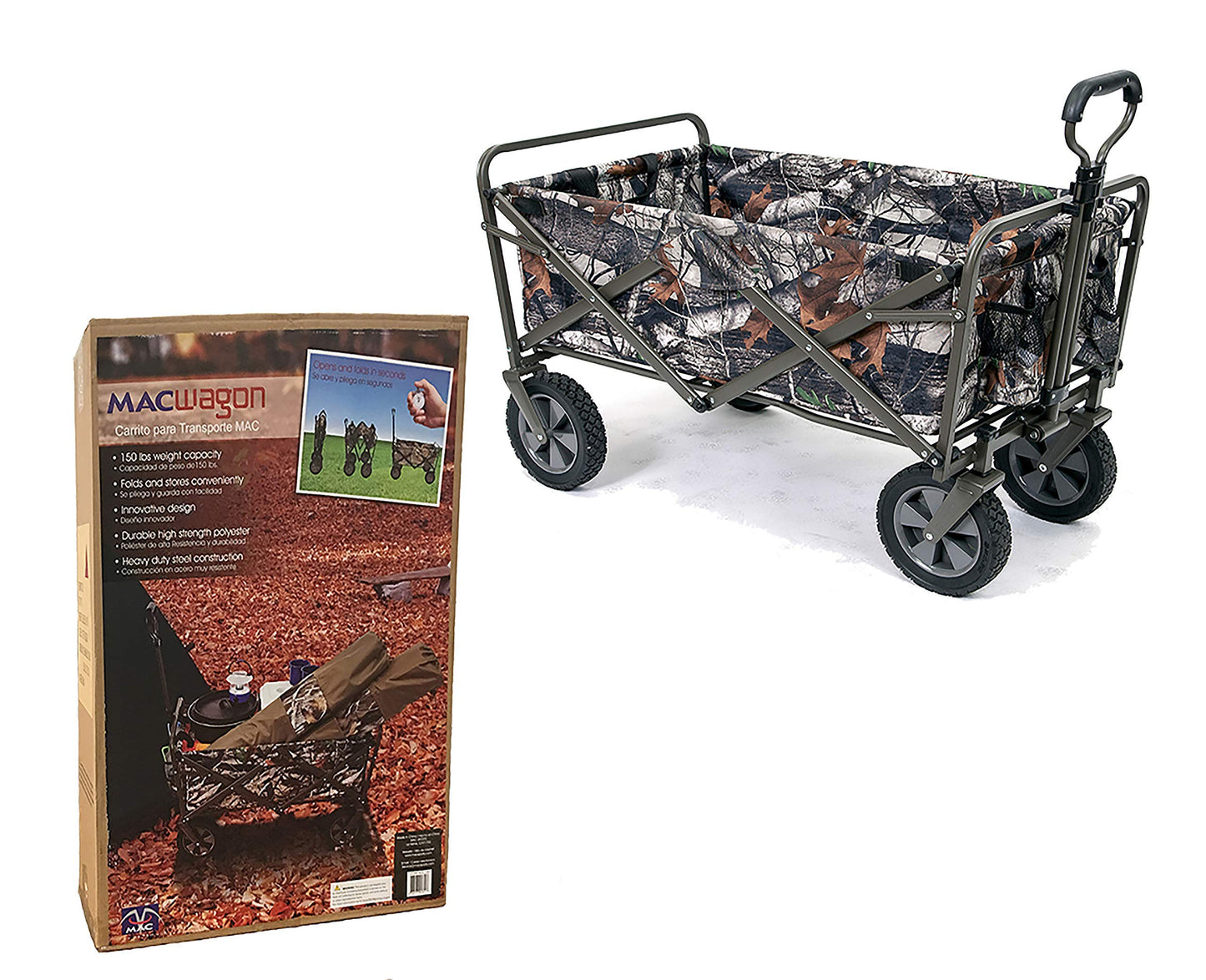 Mac Sports Heavy Duty Steel Frame Collapsible Folding 150 Pound Capacity Outdoor Camping Garden Utility Wagon Yard Cart, Red