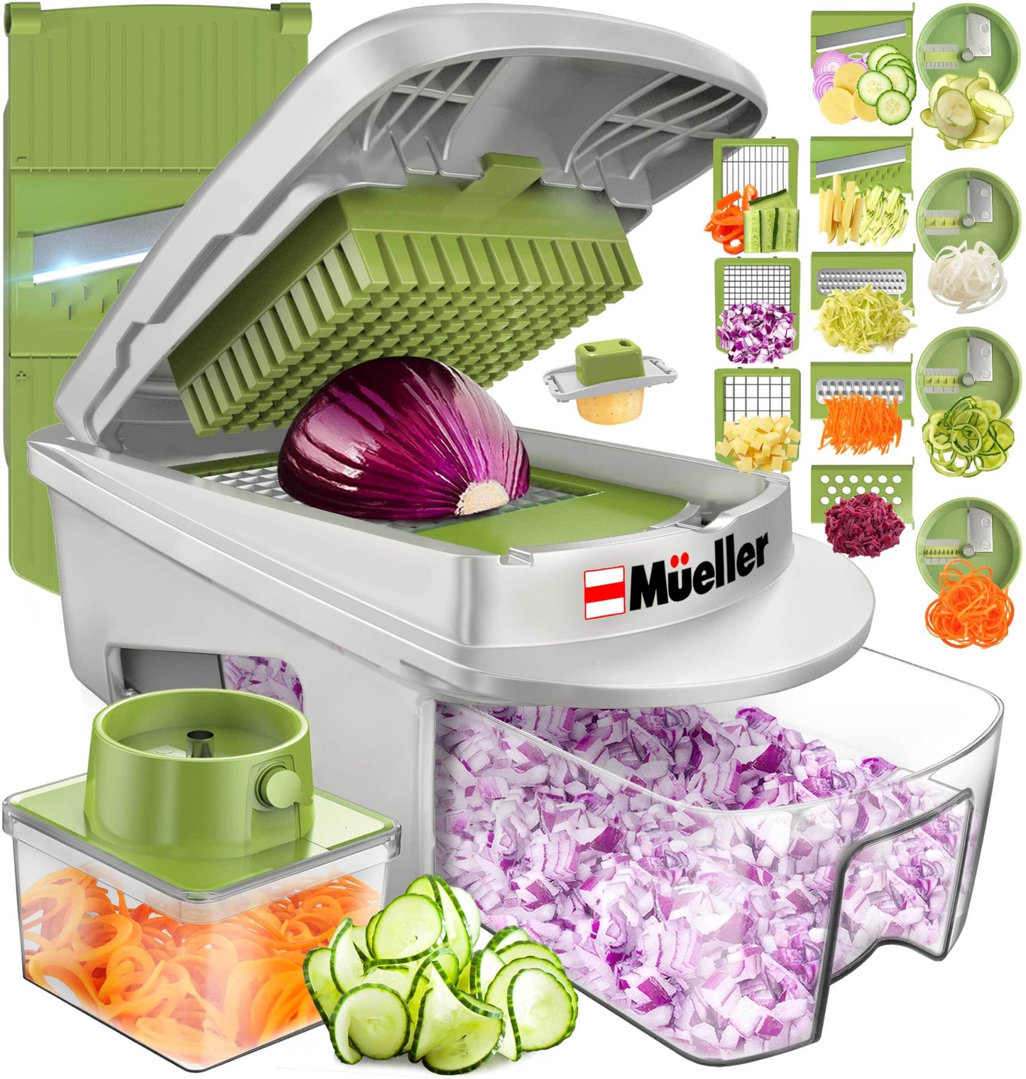 Mueller The Real Original Pro Chopper since 2013 Vegetable Chopper Mandoline Slicer, 8 Blade Food Veggie Chopper Onion Vegetable Cutter with Container, Kitchen Gadgets & Essentials, (10 in 1)