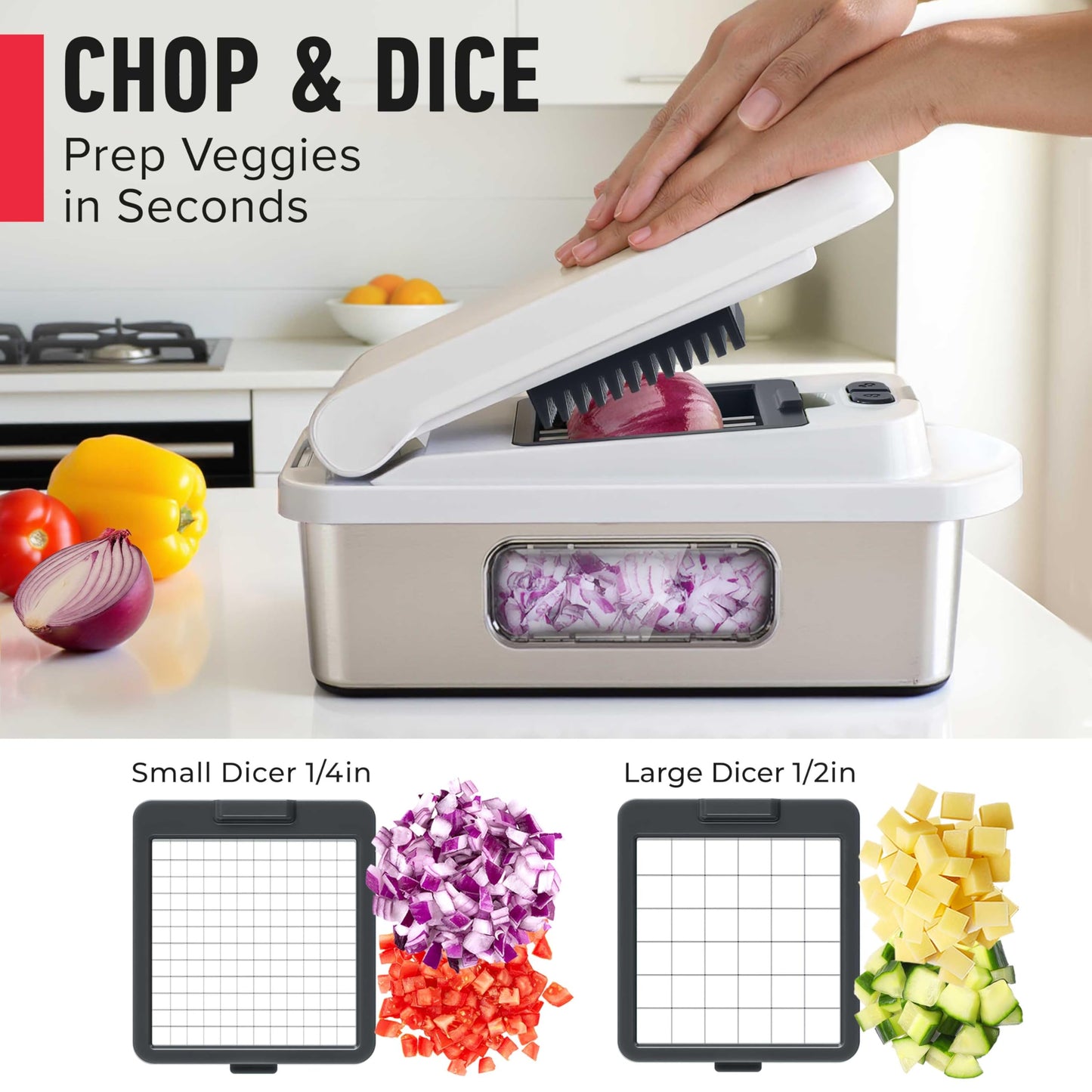 Mueller The Real Original Pro Chopper since 2013 Vegetable Chopper Mandoline Slicer, 8 Blade Food Veggie Chopper Onion Vegetable Cutter with Container, Kitchen Gadgets & Essentials, (10 in 1)