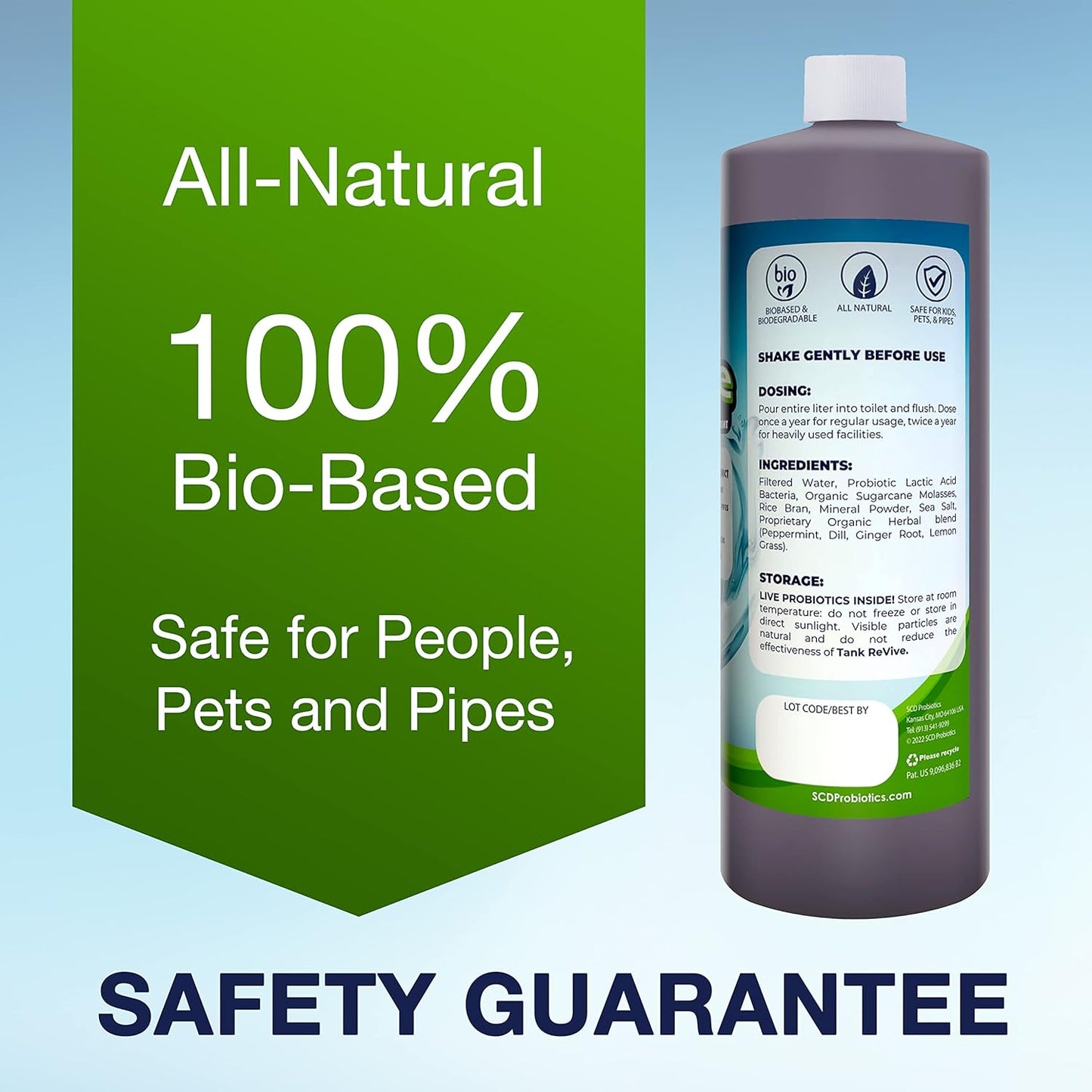 Tank ReVive for RVs and Boats – 33 fl.oz, Probiotic Sludge & Solid Dissolver, Liquifies Struvite, Cleans Clogged Sensors, Eliminates Toilet & Gray Tank Odors, Safe for People & Pipes by SCD Probiotics