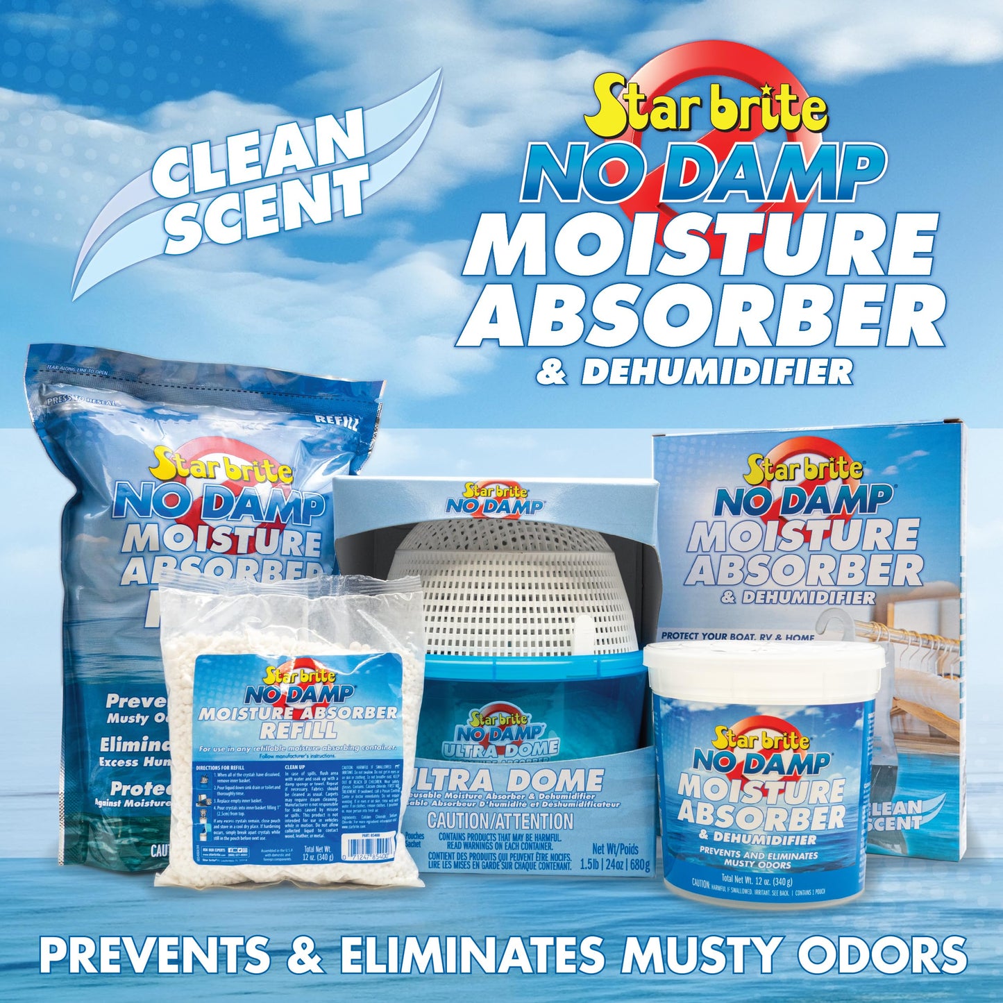 STAR BRITE No Damp Moisture Absorber & Dehumidifier - Simple, Portable, Humidity Control for Boats, RVs, Seasonal Homes & More - Prevent Musty Odor & Moisture Damage - 12 OZ (085412)