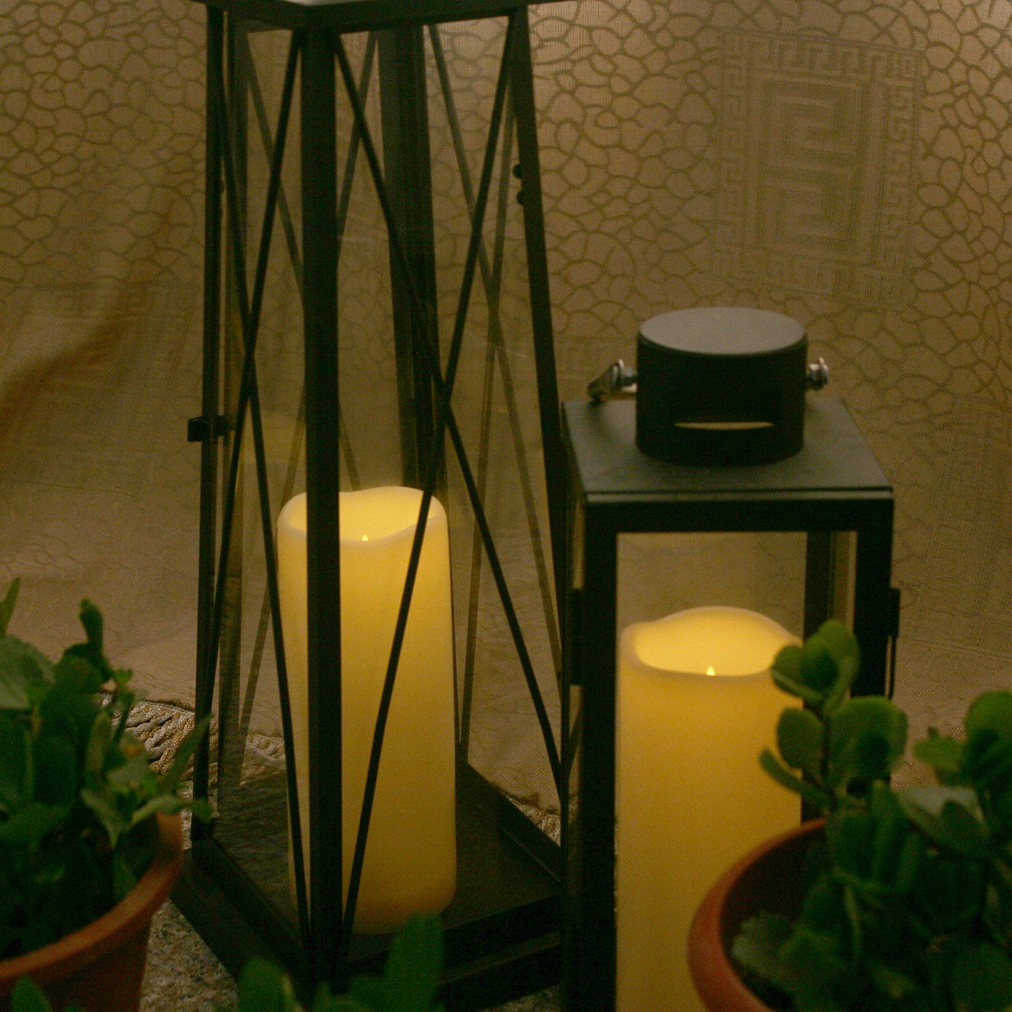 CANDLE CHOICE Waterproof Outdoor Battery Operated Flameless Candles with Remote Timer Plastic Flickering Fake Electric LED Pillars for Lantern Garden Wedding Christmas Decorations 3x4 Inches 2 PCS