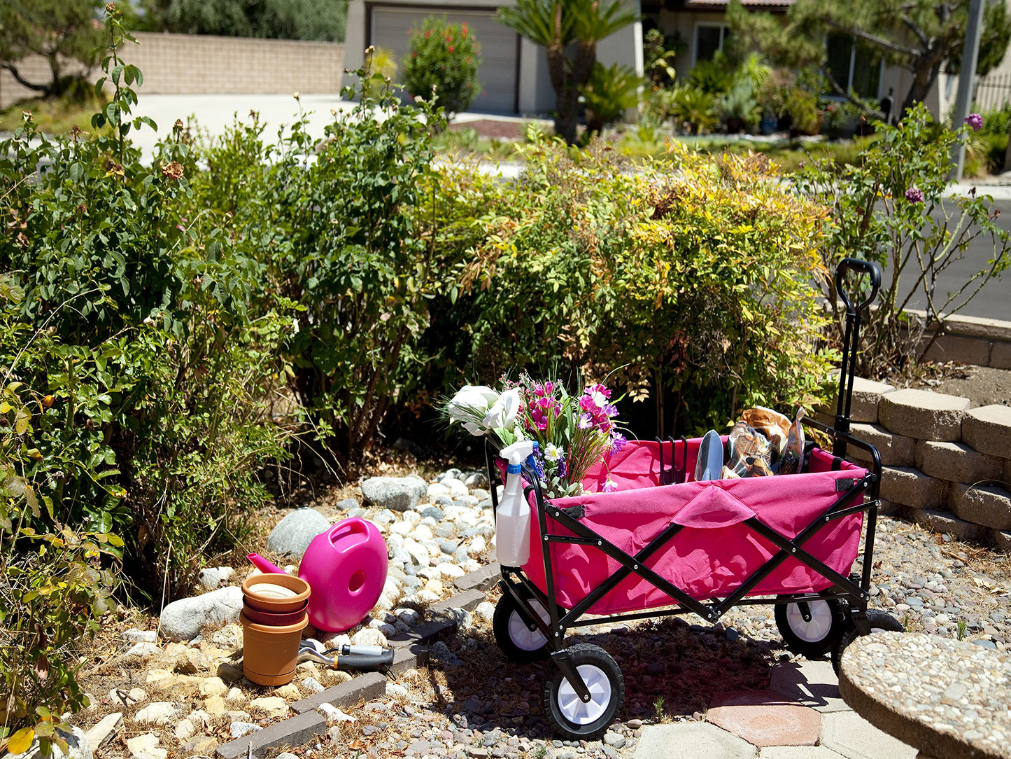 Mac Sports Heavy Duty Steel Frame Collapsible Folding 150 Pound Capacity Outdoor Camping Garden Utility Wagon Yard Cart, Red